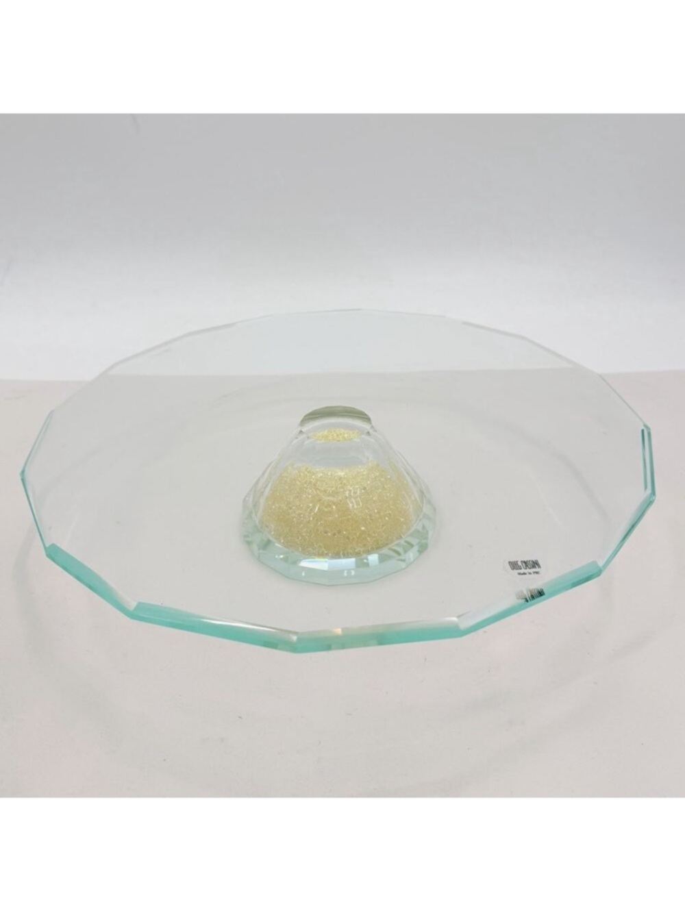 Oleg Cassini Crystal Diamond Footed Pedestal Cake Stand 13" - Original Box